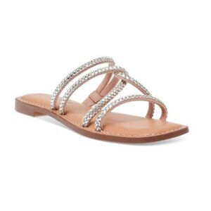 NEW Wild Pair Gabryell Silver Bling Embellished Flat Sandals Shoes Women's 7M